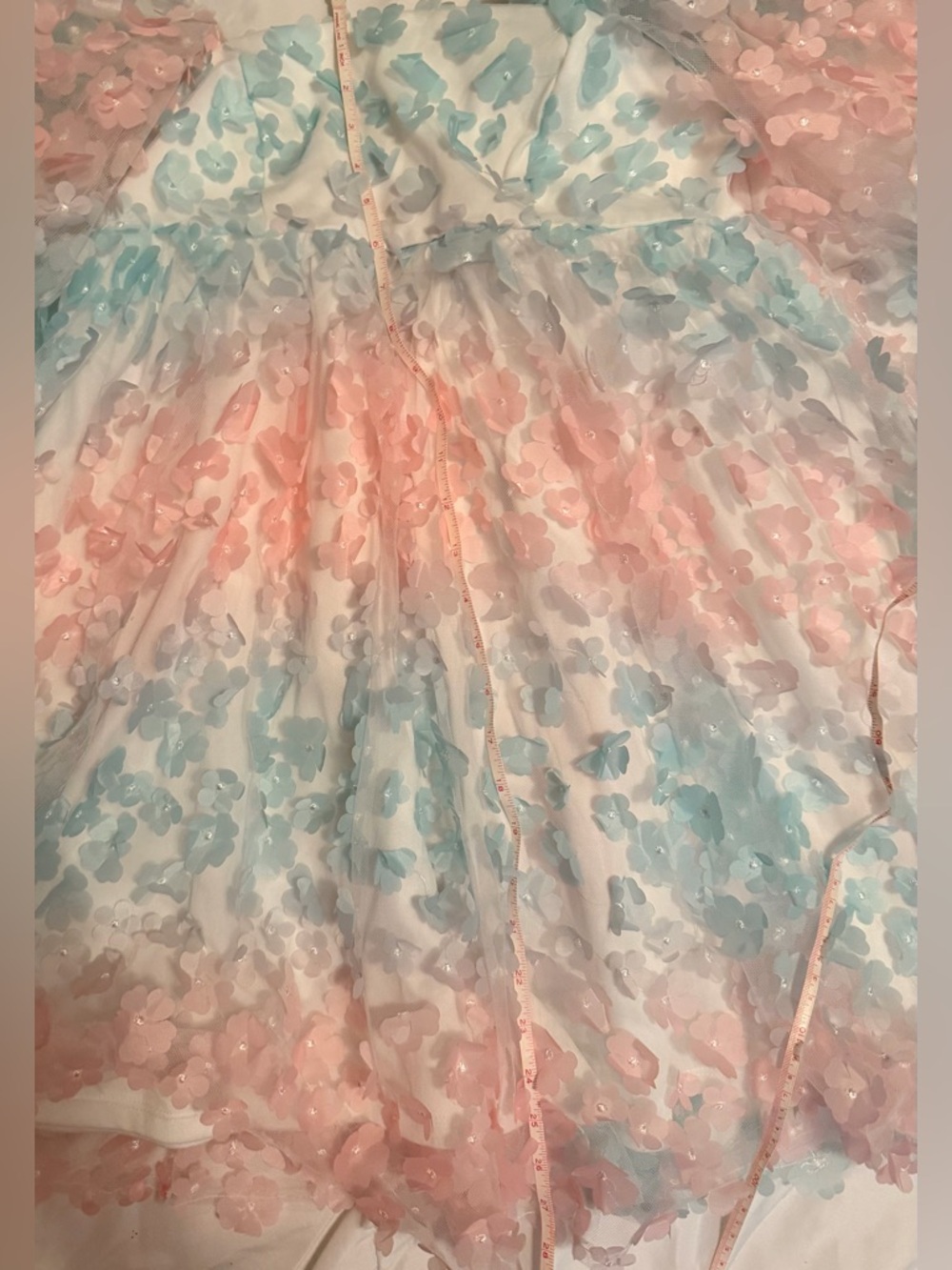 Storia Pink & Blue Floral Appliqué Mini Dress - Picture 9 of 9